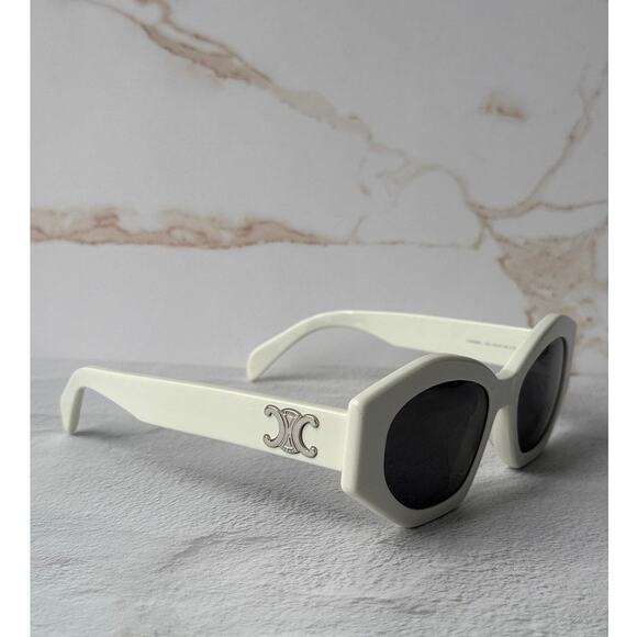 NEW Celine CL40238U White Cat Eye Triomphe Sunglasses main image 5